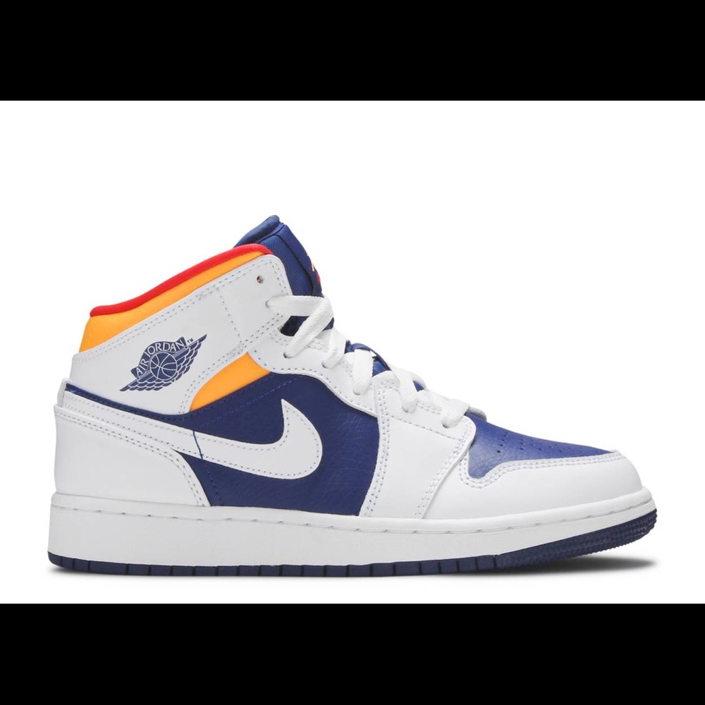 AIR JORDAN 1 MID GS 'WHITE DEEP ROYAL BLUE'